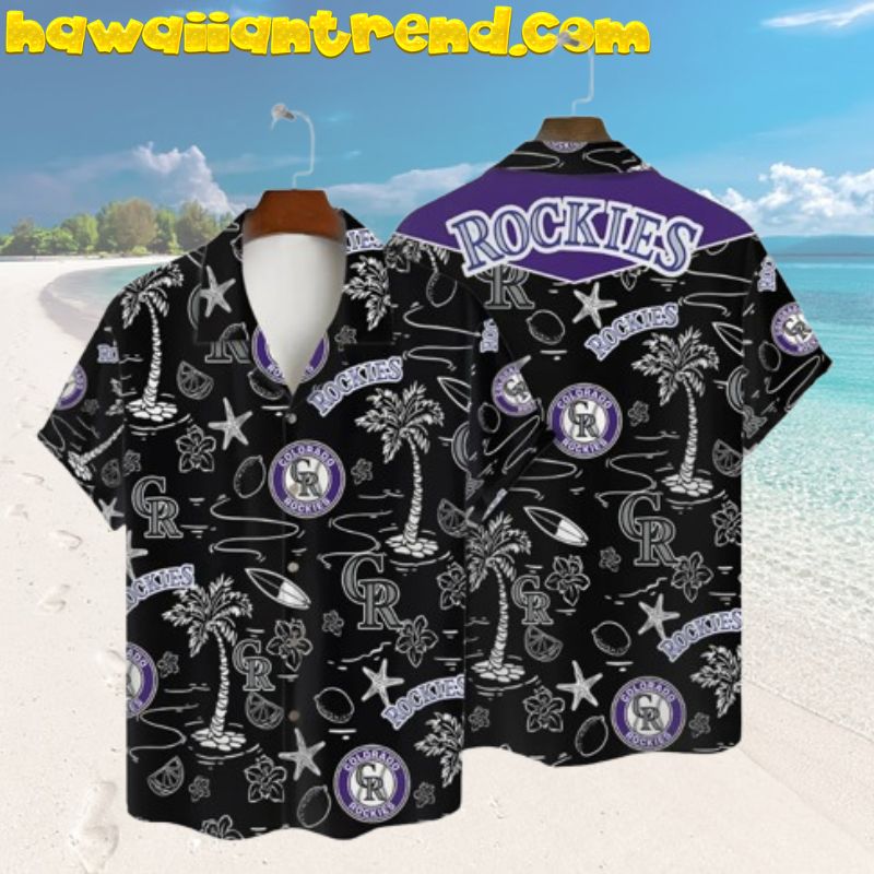 Colorado Rockies Paradise Island Seastar Black Hawaiian Shirt
