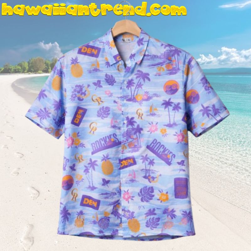 Colorado Rockies Summer Holiday Purple Pattern Hawaiian Shirt
