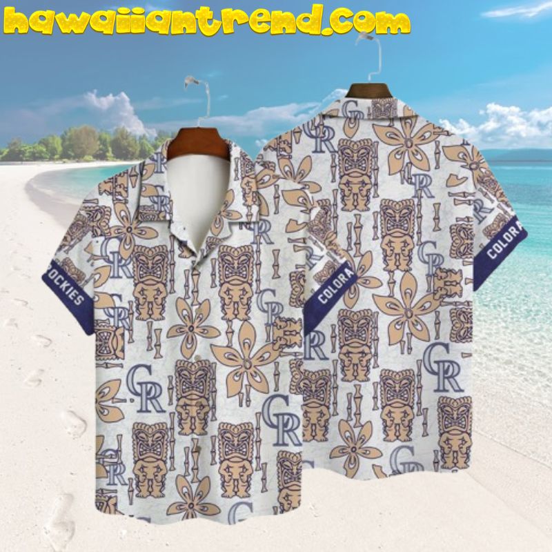 Colorado Rockies Tiki Floral Vintage Hawaiian Shirt