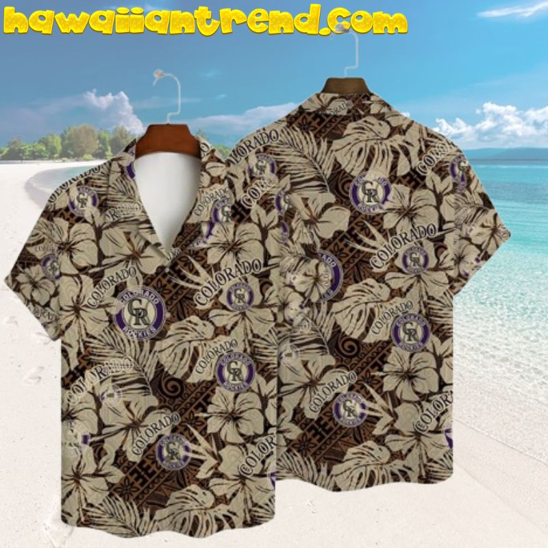 Colorado Rockies Vintage Pattern With Hibiscus And Monstera Hawaiian Shirt