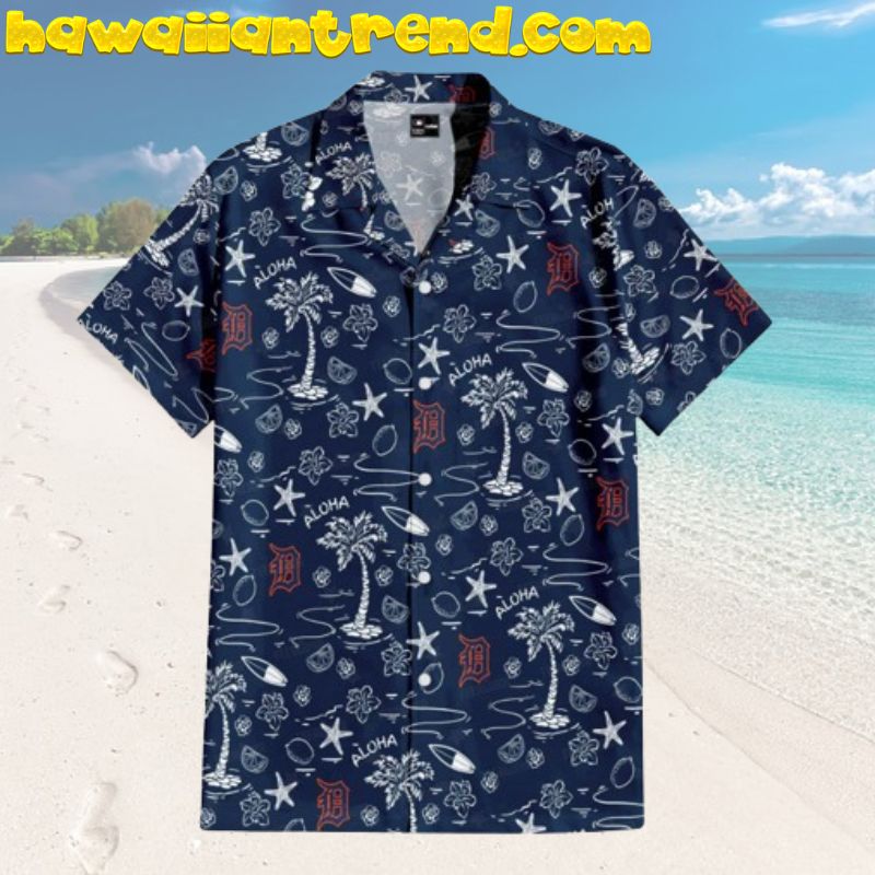 Detroit Tigers Aloha Paradise Island Sea Animal Hawaiian Shirt