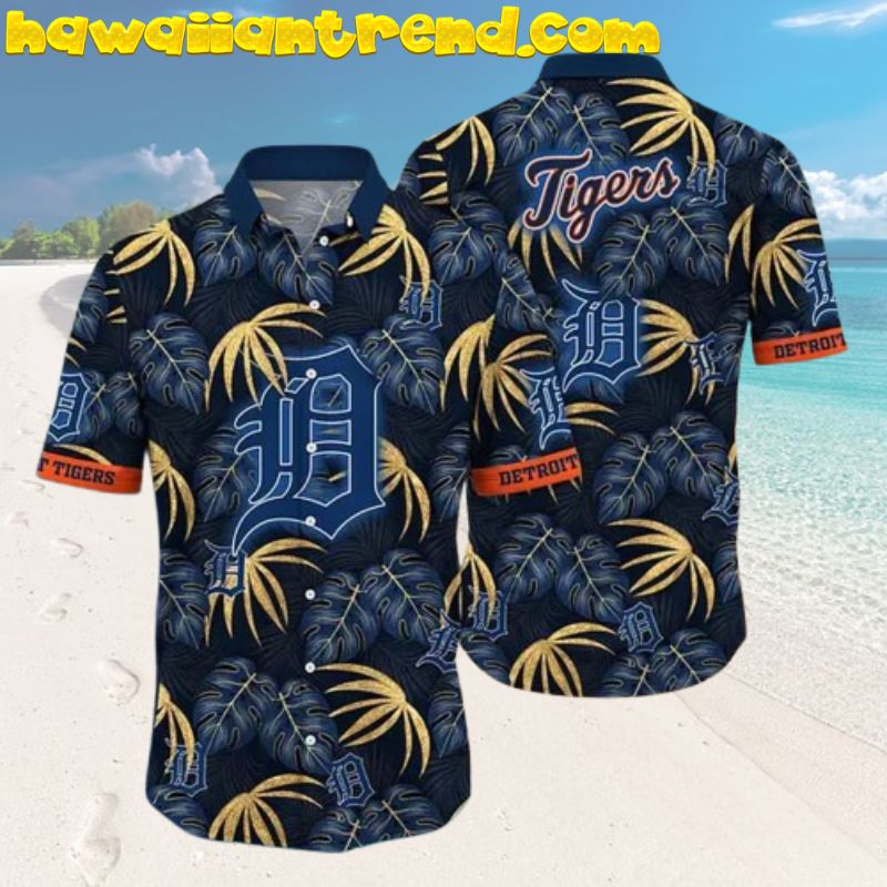 Detroit Tigers Logo Monstera Pattern Palm Leaf Aloha Hawaiian Shirt