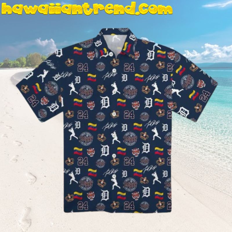 Detroit Tigers Mascot Print Feature Iconic Vintage Hawaiian Shirt