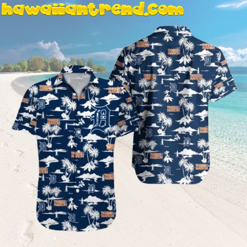 Detroit Tigers Scenic Palm Island Aloha Hawaiian Shirt