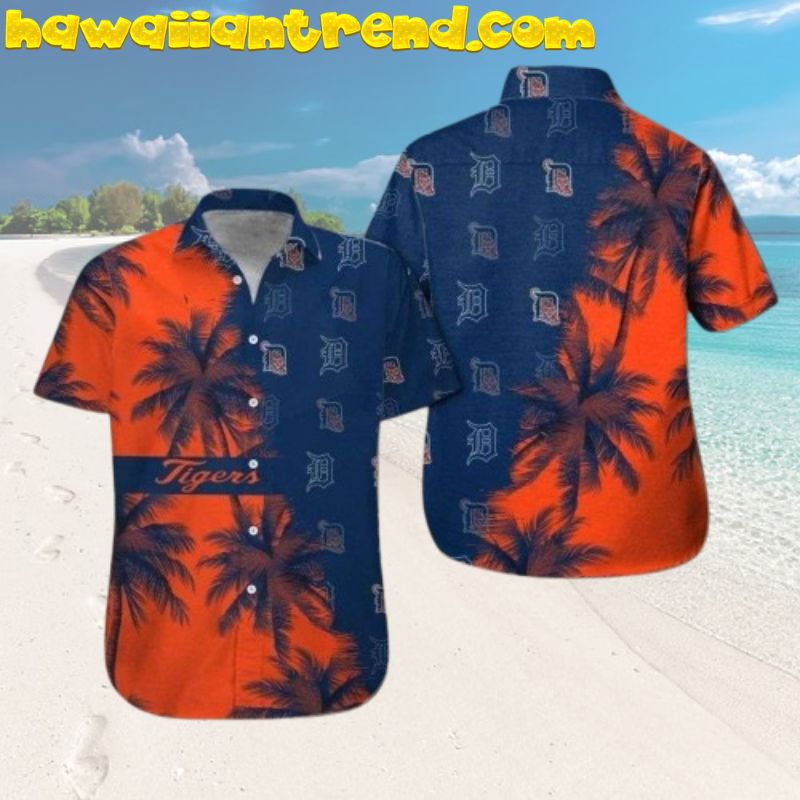 Detroit Tigers Simple Stripe Classical Aloha Hawaiian Shirt