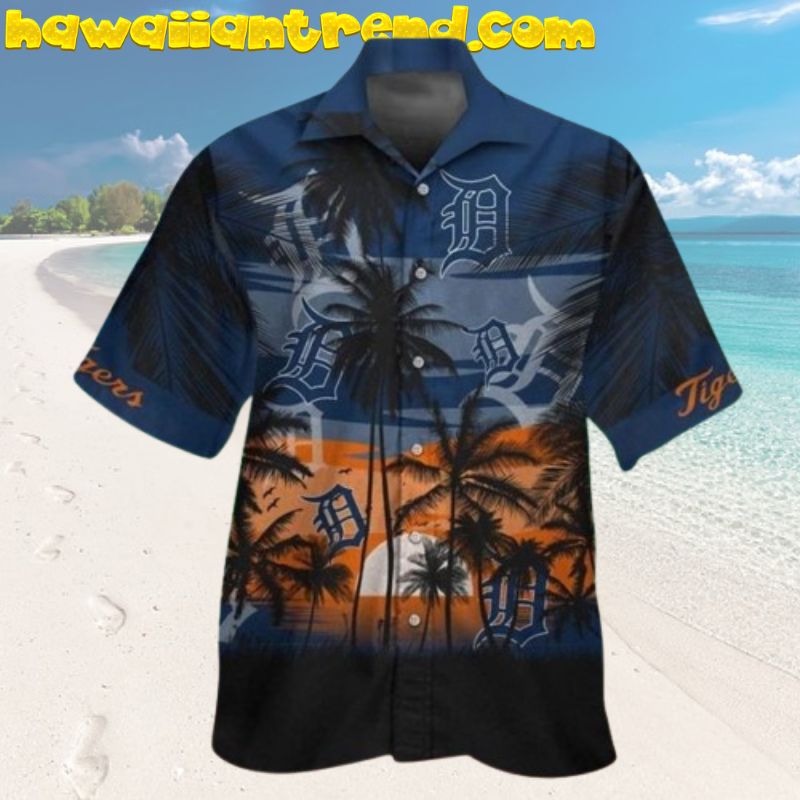 Detroit Tigers Tropical Fruit Pine Apple Block Hawaiian Shirt