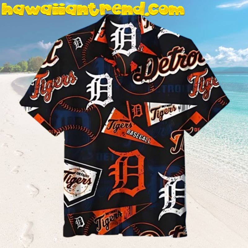 Detroit Tigers Tropical Pattern Iconic Logo Hawaiian Shirt Detroit Tigers Tropical Pattern Iconic Logo Hawaiian Shirt