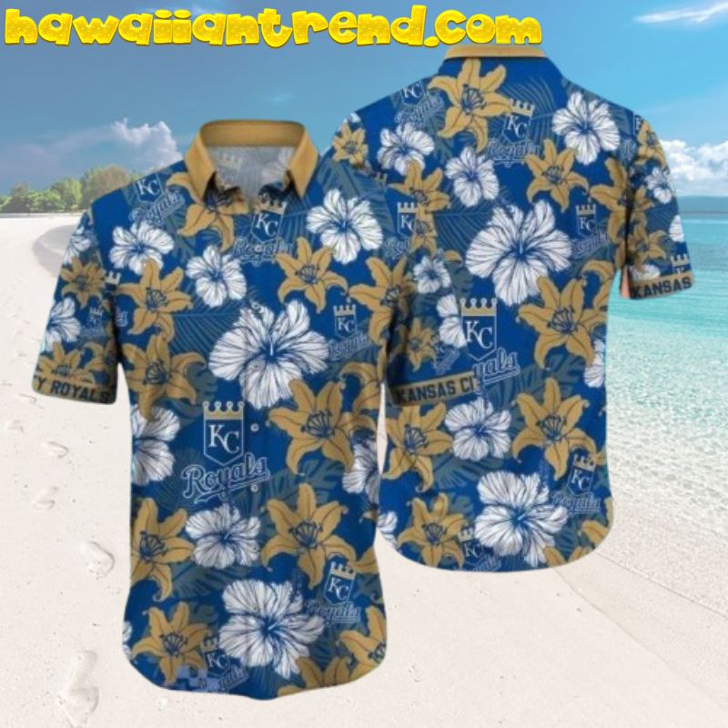Golden Hibiscus Kansas City Royals Yellow And White Hibiscus Hawaiian Shirt