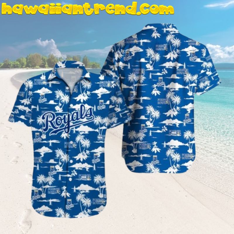 Kansas City Royals Blue Royal White Pattern Coconut Island Hawaiian Shirt
