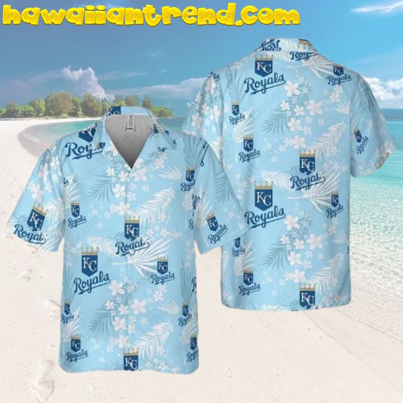 Kansas City Royals Tropical Floral Palm Leaf MLB Blue Hawaiian Shirt