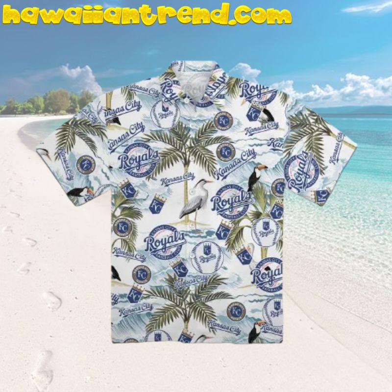 Kansas City Royals Tropical Floral Palm Leaf MLB Blue Hawaiian Shirt