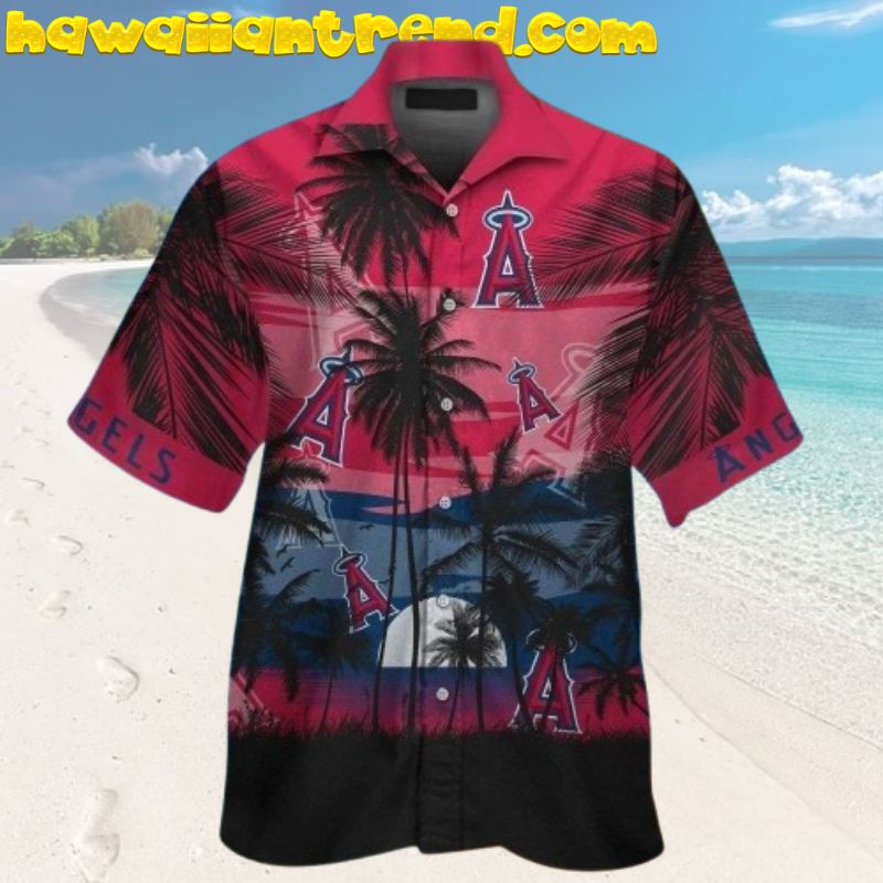 LA Angels Sunset Vibes On Tropical Island Peace Day Hawaiian Shirt