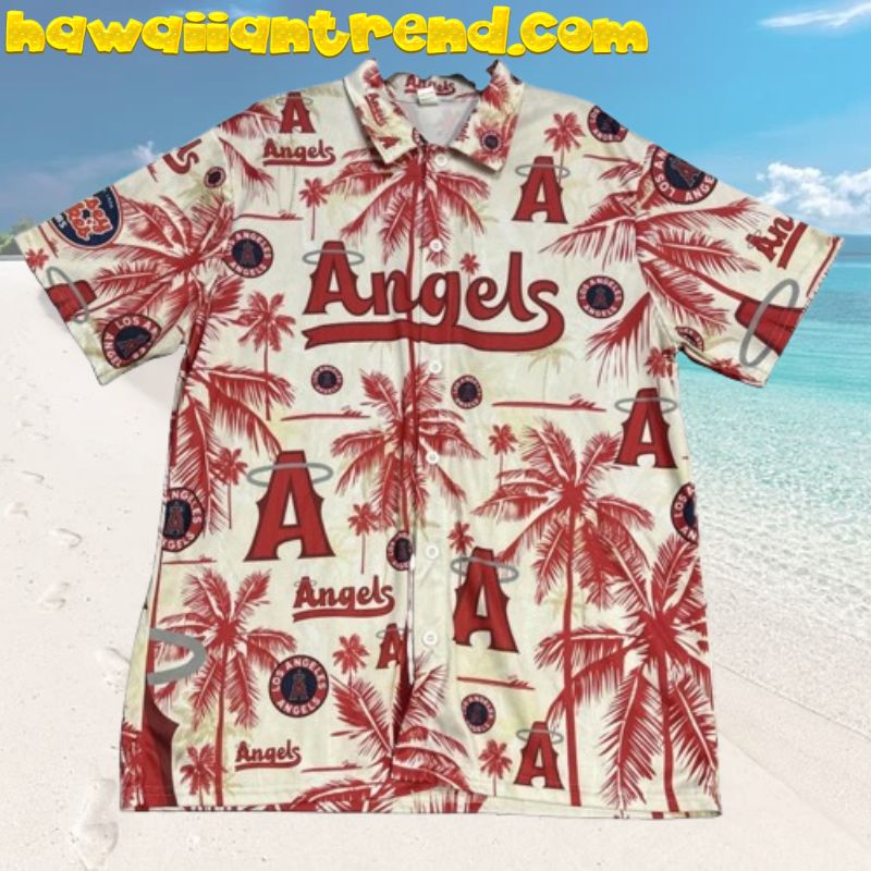 Los Angeles Angels Red Coconut Tree Summer Hawaiian Shirt
