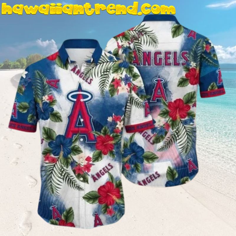 Los Angeles Angels Tropical Floral Hibiscus Hawaiian Shirt