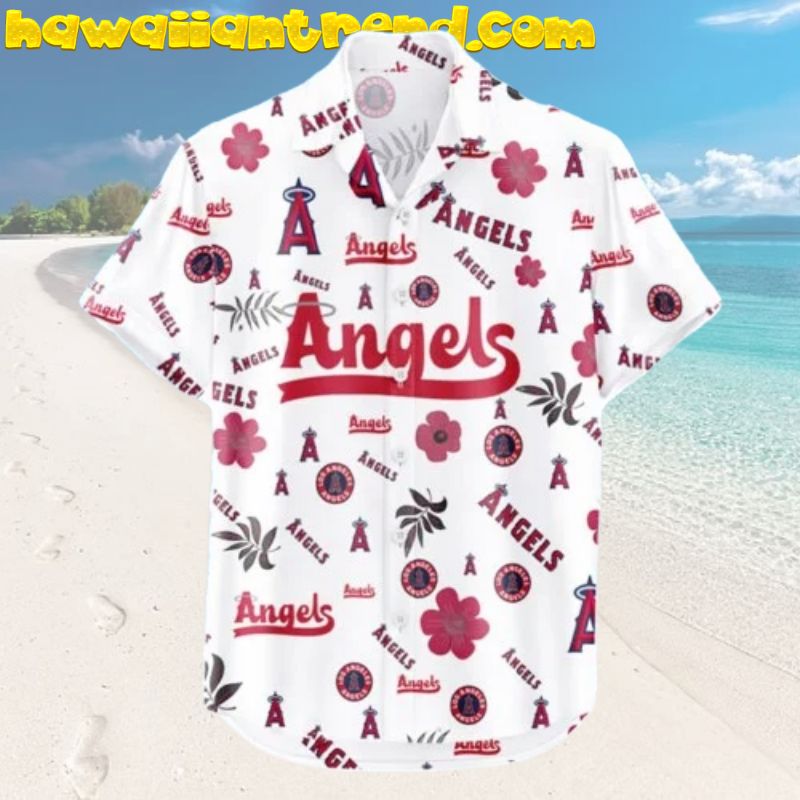Los Angeles Angels Tropical Pattern Simple Design MLB Hawaiian Shirt