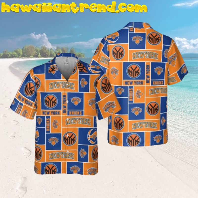 New York Knicks Retro Square Block Hawaiian Shirt