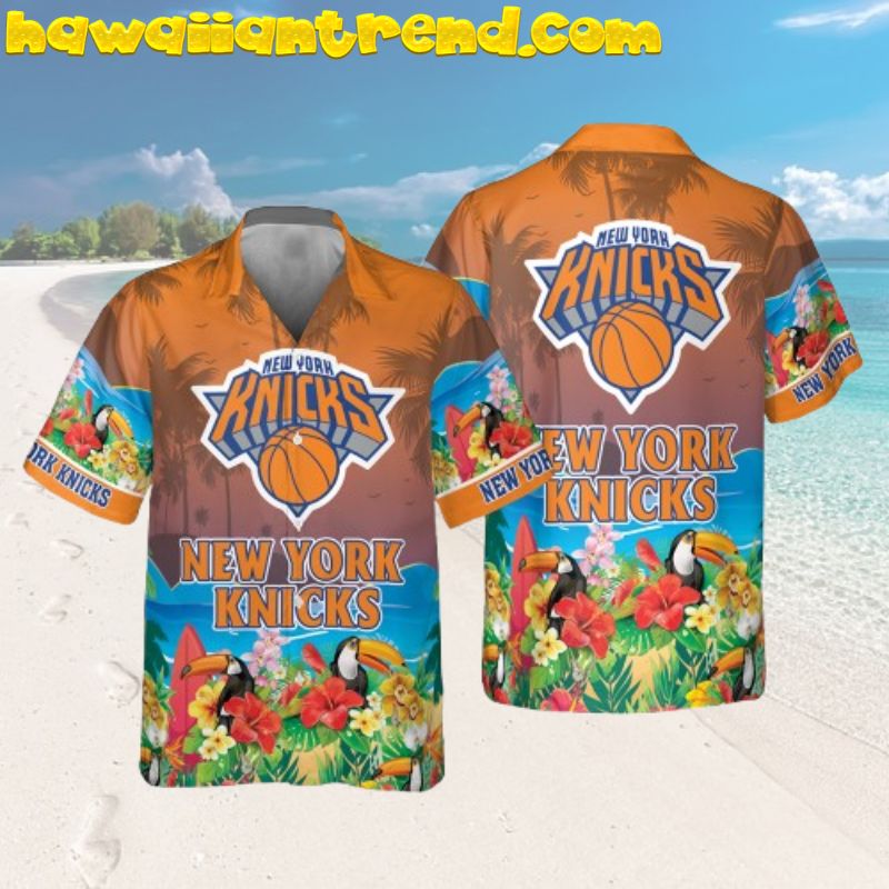 New York Knicks Tropical Island Flower Garden Toucan Hawaiian Shirt