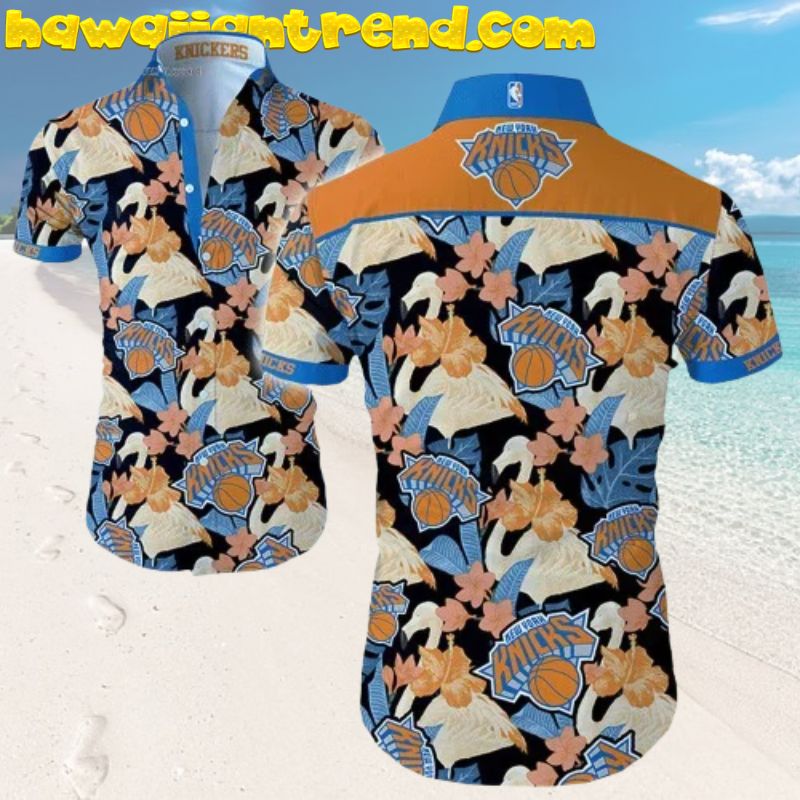 New York Knicks Vintage Style Flamingo And Hibiscus Hawaiian Shirt