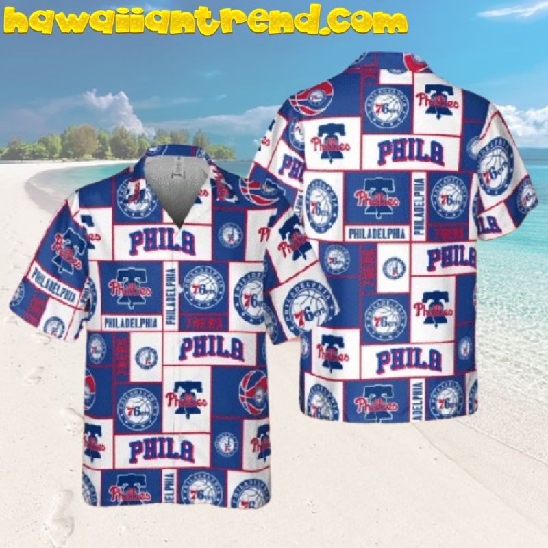 Philadelphia 76ers All-Star Heritage Square Pattern Vintage Hawaiian Shirt