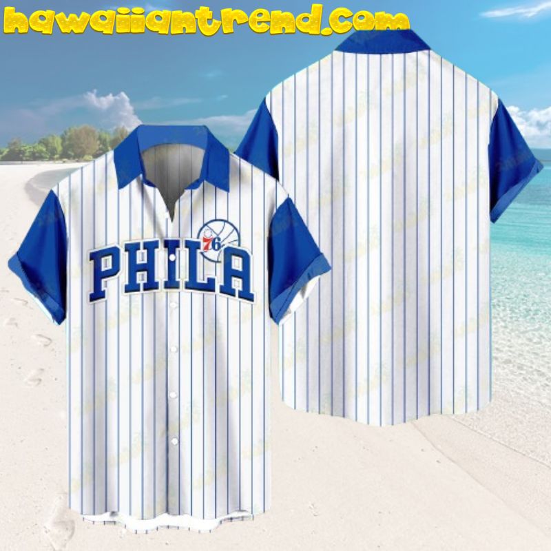 Philadelphia 76ers Classic Stripe Logo Hawaiian Shirt