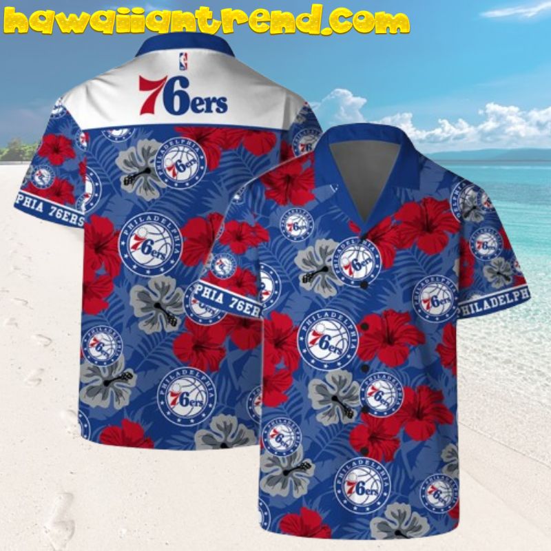 Philadelphia 76ers Hibiscus Bloom Red Hawaiian Shirt