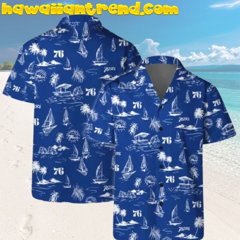 Philadelphia 76ers Sailboat Paradise Beach Aloha Hawaiian Shirt